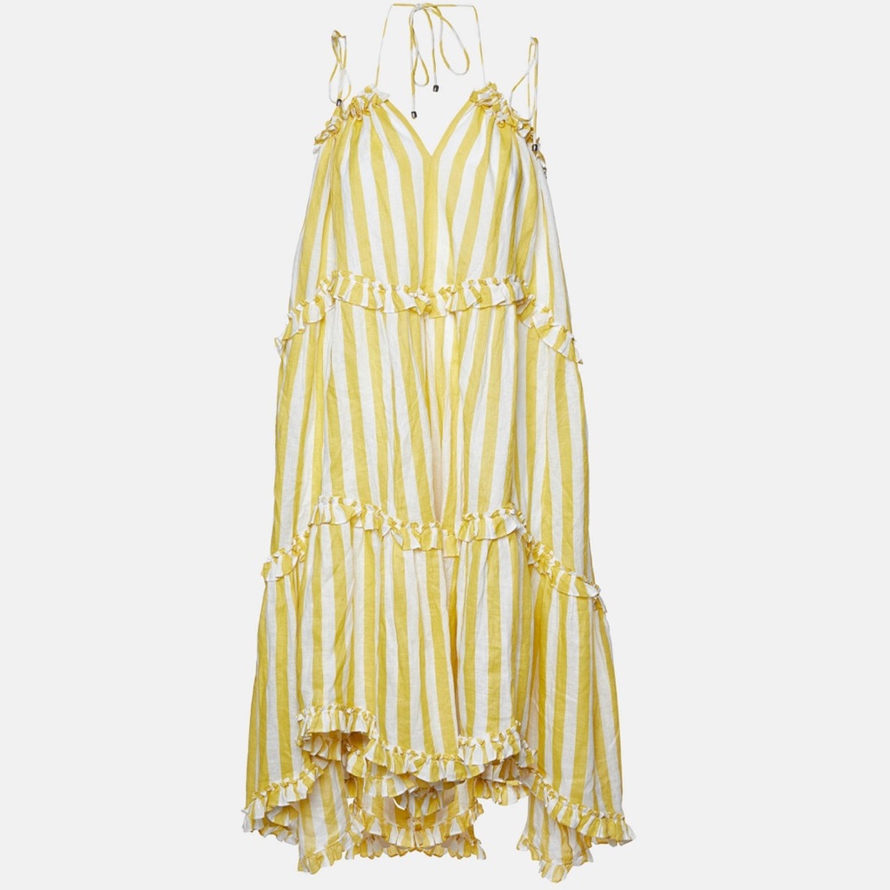 Zimmermann Yellow and White Asymmetrical Dress - Picture 4 of 11
